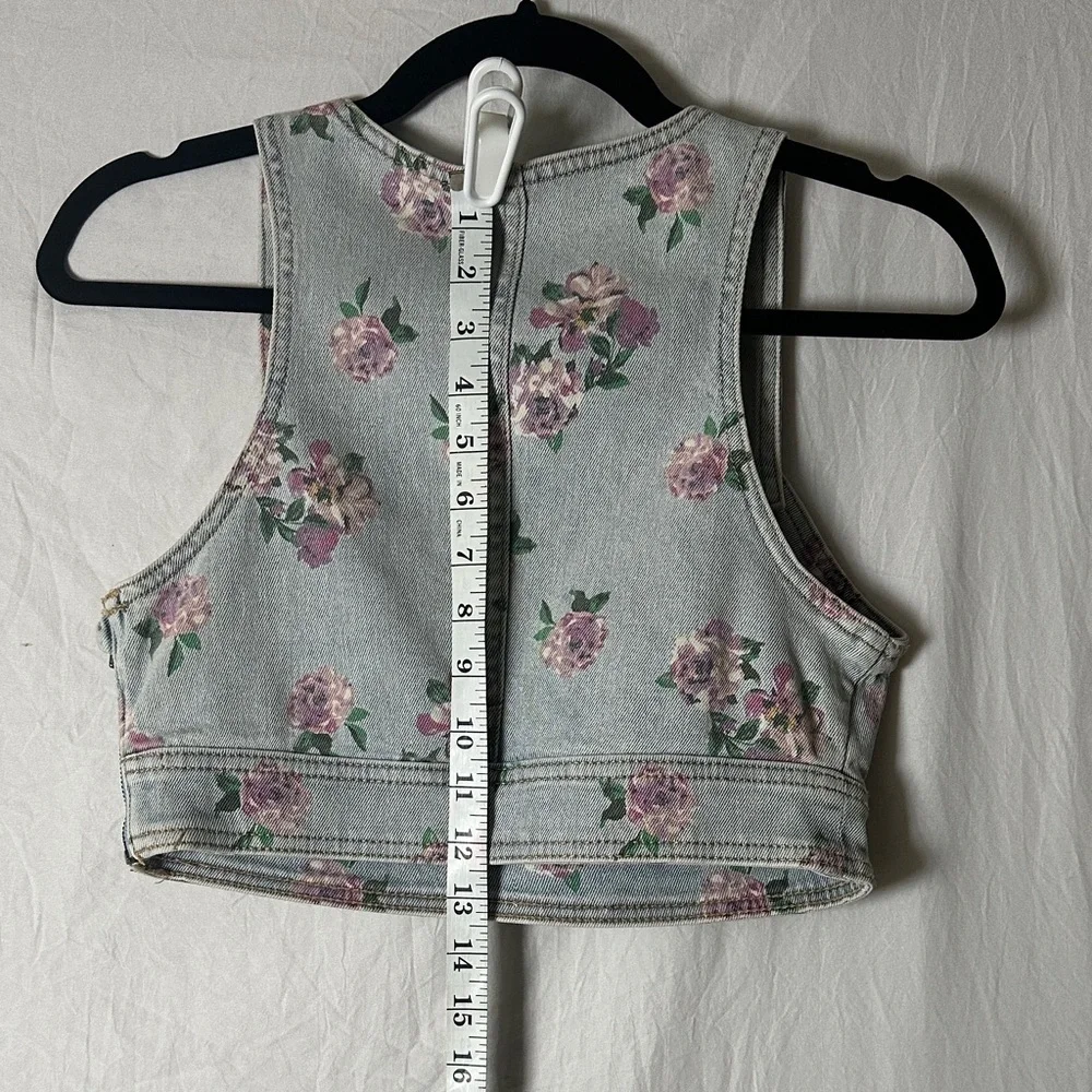 Wild Fable Floral Denim Crop Top